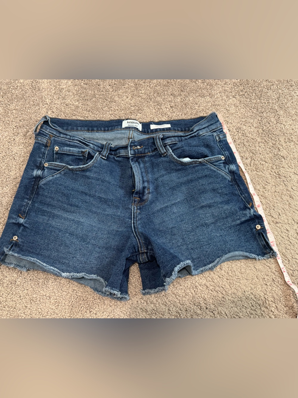 Kensie Dark Blue Raw-Hem Denim Shorts